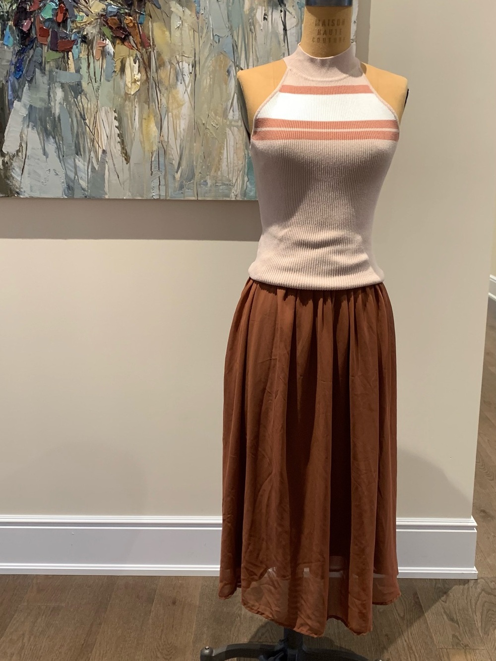 2 piece set!  Mexx top & Forever 21 Rust Brown Maxi Skirt